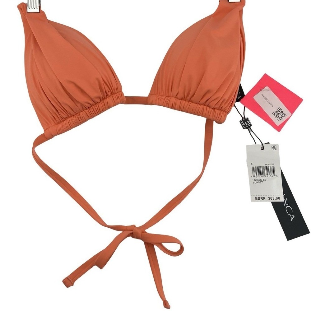 La Blanca Women's Bikini Top Triangle Sunset Orange Nylon Size 6